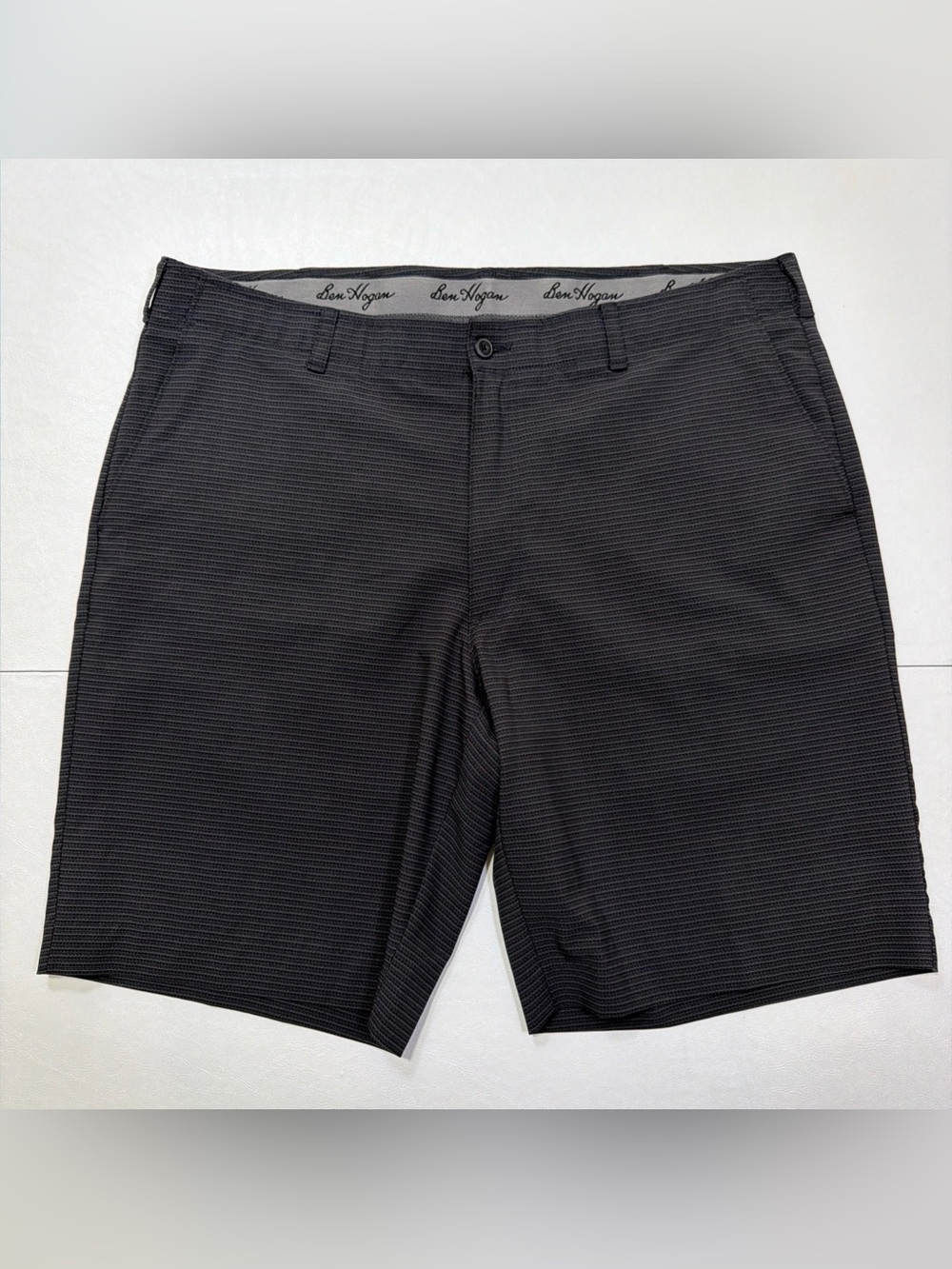 Hogan Black Textured Flat-Front Men's Golf Shorts